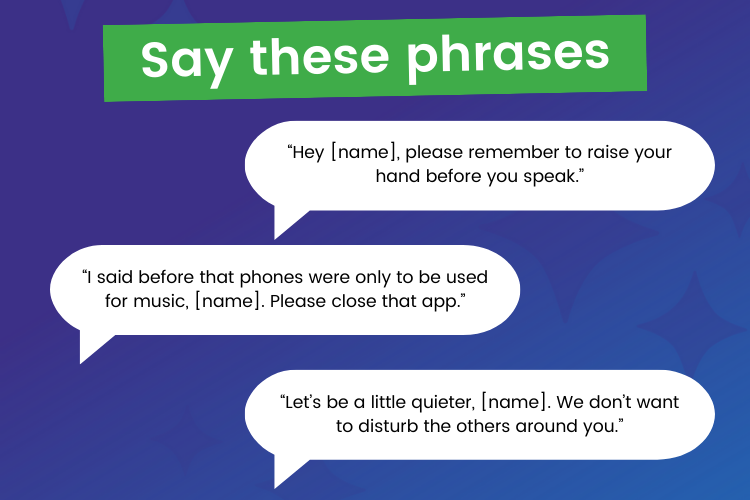 phrases for student behavior management